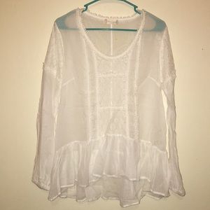 Altar’d State white lace floral blouse shirt M